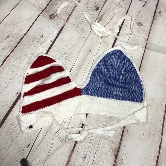 COPY - Cute American flag crochet bikini crop top....M/L - Picture 3 of 4